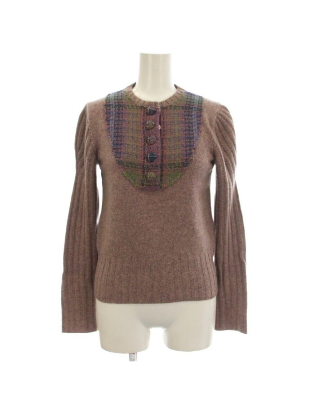 Chanel Cashmere Knit Sweater Long Sleeve S Pink Purple G5